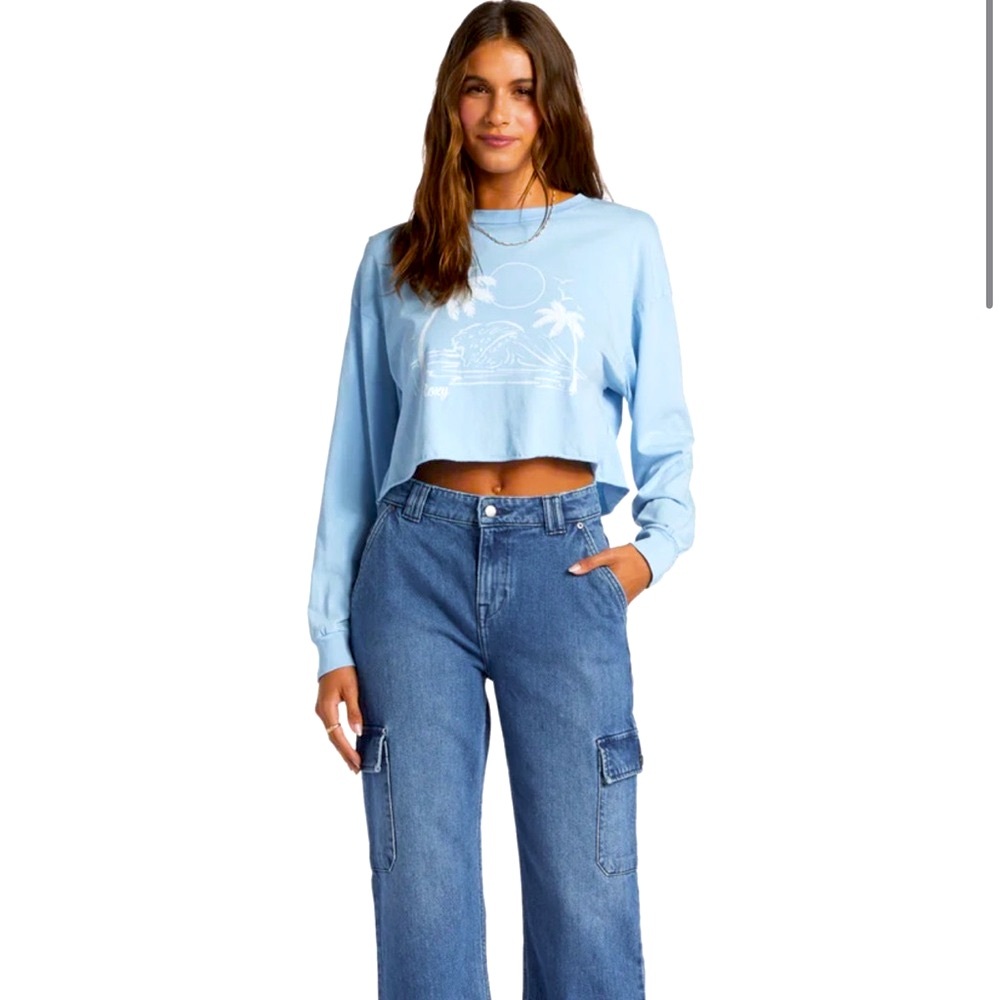 Roxy Simple Surf Oversized Long Sleeve Crop top